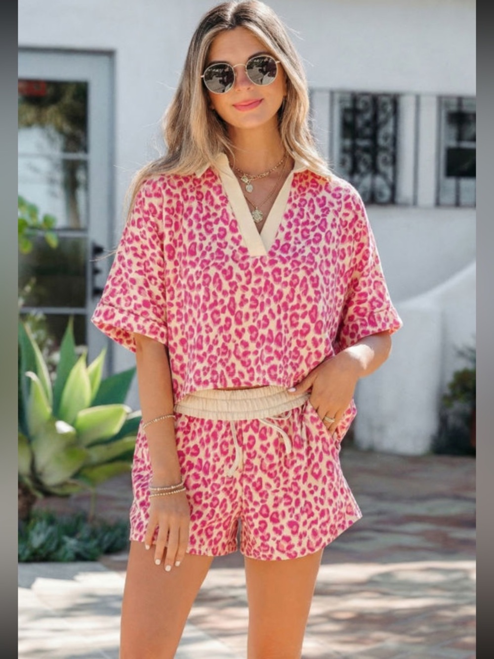 1217.  Rose Pink Leopard Print Shorts Set – State Of Fashion 💖